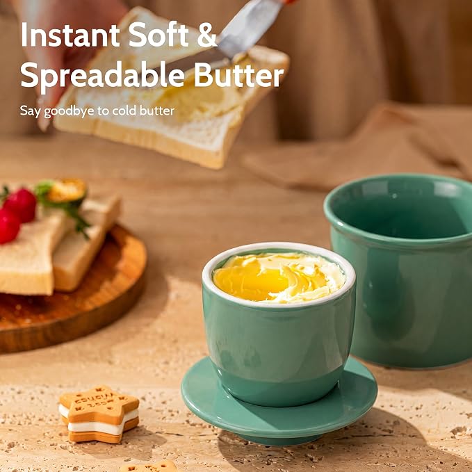 Sweese Counter with Water Line for Fresh Spreadable Butter - French Butter Keeper with Lid - Housewarming Gift For The One Who Has It All - Sage Green - Image 8