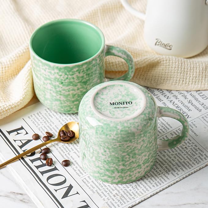MONITO 12 OZ Coffee Mugs Set of 4, Modern Ceramic Coffee Mugs Set with handle for Tea/Latte/Cappuccino/Milk/Cocoa.Green - Image 7