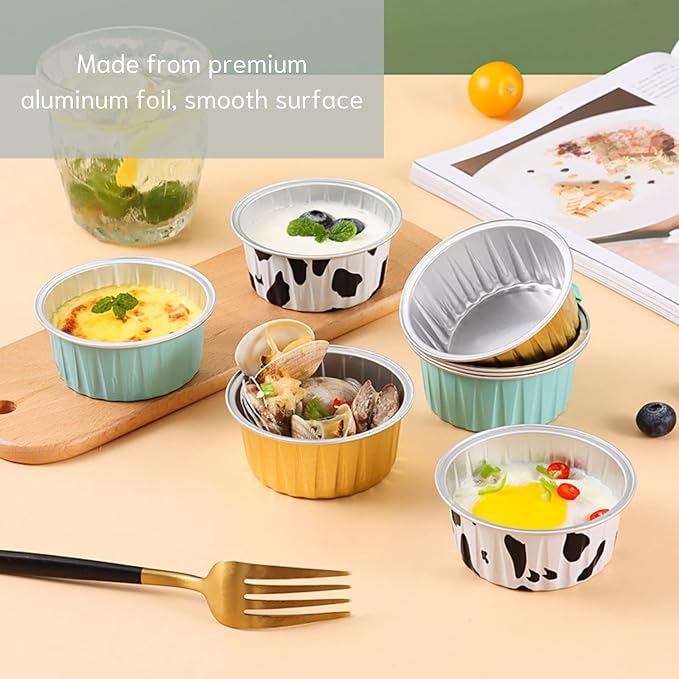 Mini Aluminum Foil Cupcake Baking Cups with Lids (40pcs, 5oz) Round Cupcake Foil Liners Tart Pie Tin Pan Holder - Disposable Mini Cake Containers Flan Molds for Pudding, Souffle, Party, Wedding - Image 7