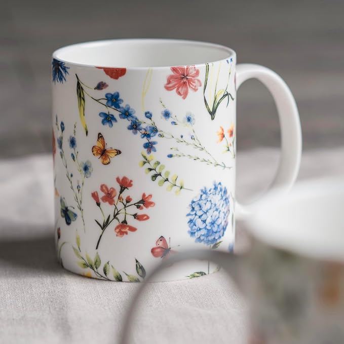 Maison d' Hermine Coffee Mug with Handles Tea Cups (15 Ounce, Pack of 2) | Fine Bone China Coffee Mugs for Hot Beverages Cappuccino Latte Home Restaurant Hotel Spring Summer -Just Floral - Image 8