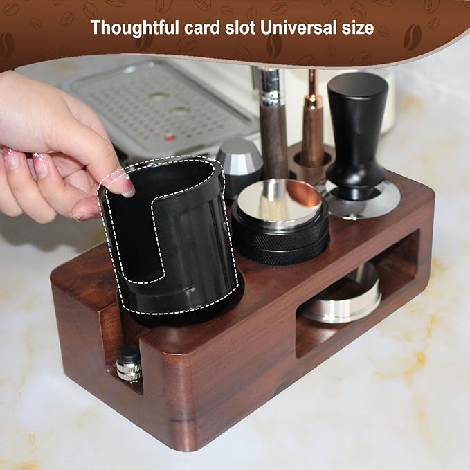 Espresso Tamping Station,Multifunctional Tamping Station,Non-slip Tamper Station,Espresso Station fit for storage 51-58mm Tamper Distributor Portafilter,Walnut Tamper Holder,Coffee Portafilter Holder