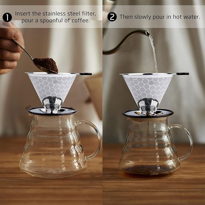 Stainless Steel Coffee Filter Reusable Strainers Dripper Manual Brewing Supplies Stainless Steel
