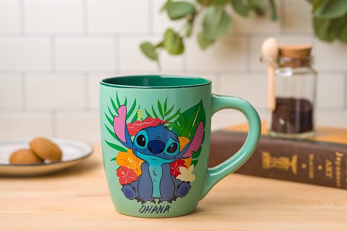 Silver Buffalo Disney Lilo and Stitch Tropical Ohana, Ceramic Mug, 25oz | Sitting Pose, Jumbo Curved Cup, 0.74 Liters - Image 5