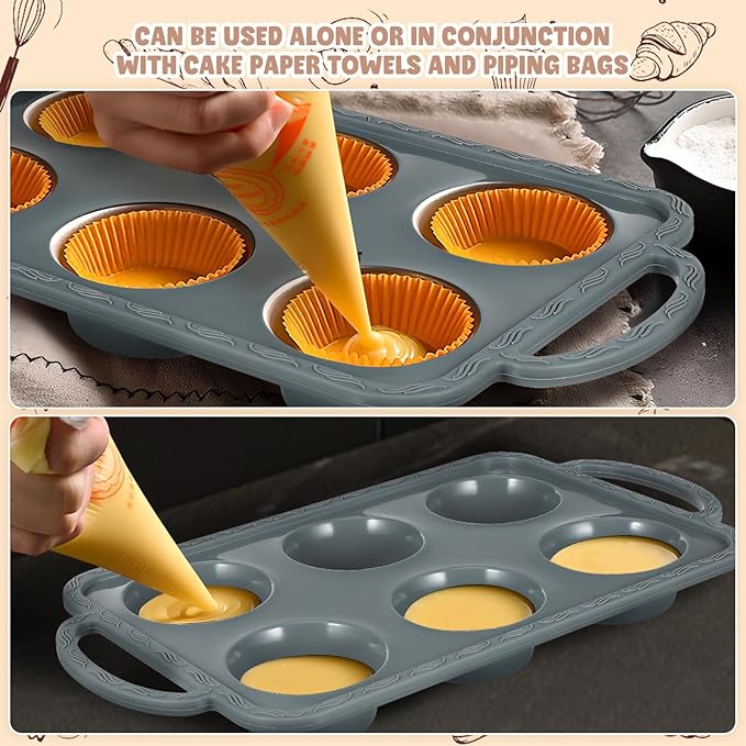 Silicone Cake Mold Muffin Pan Non-stick Bakeware for Creative Desserts Family Baking High Heat Flexible Cupcake Tray Easy Bake Supplies