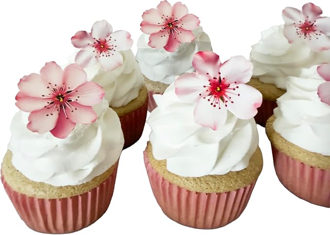 NEW Sugar Robot - Edible Wafer Cherry Blossoms for cake decorating - Small Size - Edible flowers cake decorations - Premium Crafted - Made in the USA Cake -Set of 24 (Wafer Flowers) - Image 6