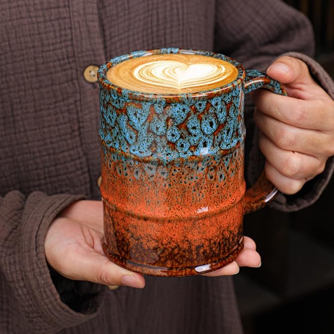 Coffee Mug,20 Oz Coffee Cups Ceramic Tea Cup Large Coffee Mug for Office and Home - Dishwasher and Microwave Safe Novelty Coffee Mug(1,Blue and Brown) - Image 8