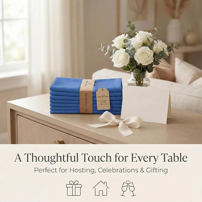 Urban Villa Cloth Napkins Cotton 20x20 (Set of 12) Royal Blue - Image 9