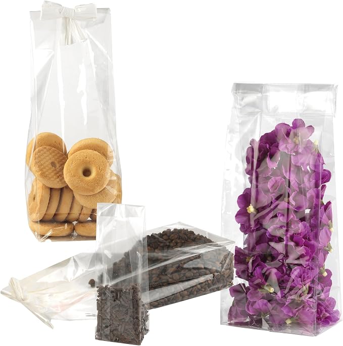 Transparent bags for biscuits with square bottom 100 pieces - 11x34+6 cm - Image 2