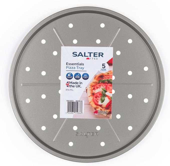 Salter Essentials Pizza Tray – Non-Stick Coating, Round Baking Tray, Dishwasher Safe, Easy to Clean, Made in The UK, Durable Carbon Steel, Garlic Bread, Lightweight Oven Sheet, PFOA-Free, BW13671 | Non-Stick PFOA-Free Coating, Dishwasher Safe, Even Hea... - Image 8
