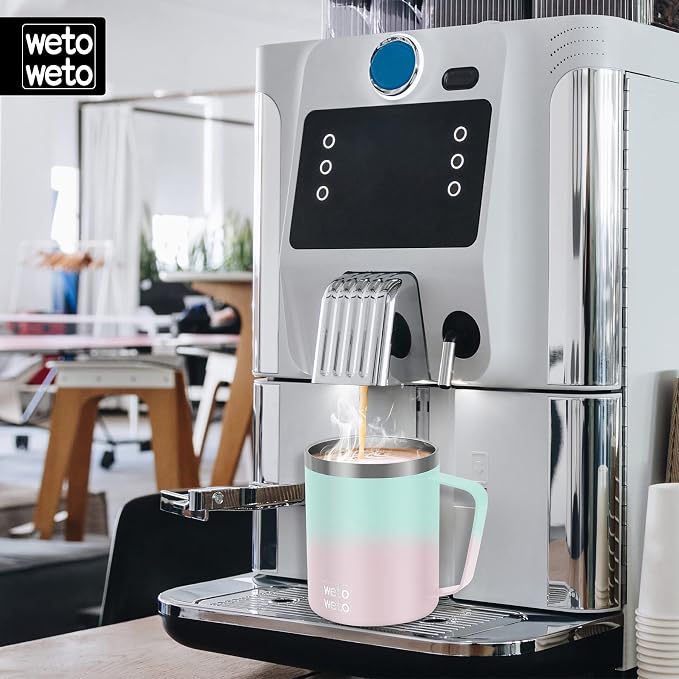 WETOWETO 14 oz Coffee Mug, Vacuum Insulated Camping Mug with Lid, Double Wall Stainless Steel Travel Tumbler Cup, Coffee Mugs Outdoor, Secret Ocean & Sweet Taffy 2 Packs - Image 5