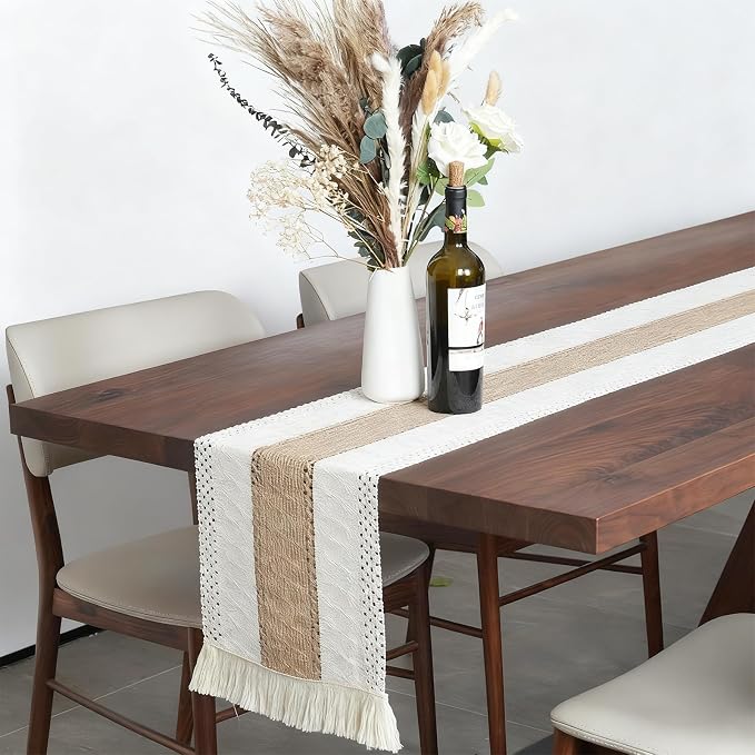 Placemats Set of 4 w/Charger Plates Table Mats Table Runner & Napkin Rings | All in One Placemats,Boho Farmhouse Style Heat-Resistant Non-Slip Protective Round Woven Placemats for Dining Table Décor - Image 9