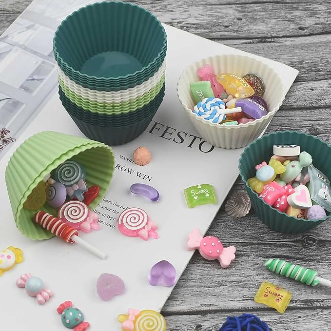 24 Pack Silicone Baking Cups Reusable Muffin Liners Non-Stick Cup Cake Molds Set Cupcake Silicone Liner Standard Size Silicone Cupcake Holder Silicon Cups for Baking Bpa Free (4 Colors) - Image 7