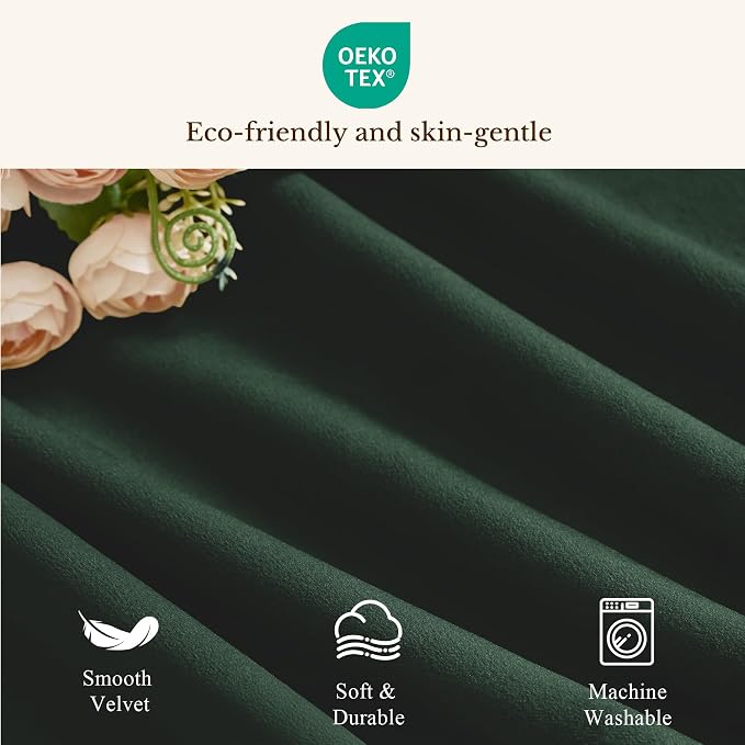 Velvet Window Valance 52x18 Inch 4-Panel Set | Soft Wavy Dark Green Kitchen Curtains for Windows, Luxury Fabric Aesthetic Window Treatment for Bay Window, Living Room - Image 7