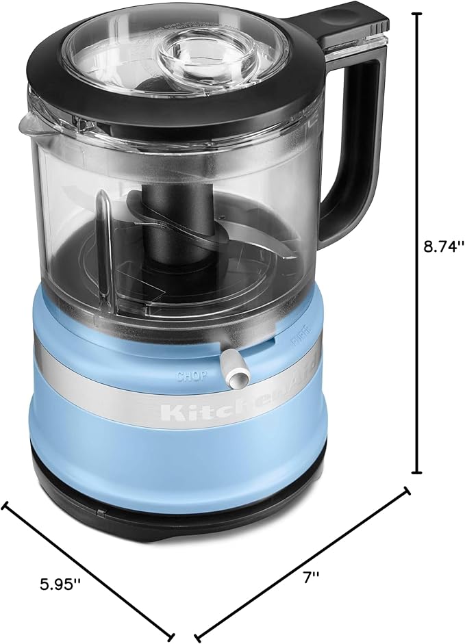 KitchenAid 3.5 Cup Food Chopper KFC3516VB, Blue Velvet | Dishwasher-safe Work Bowl, Stainless Steel Multi-Purpose Blade, 2 Speeds Plus Pulse, Easy Cord Wrap - Image 5