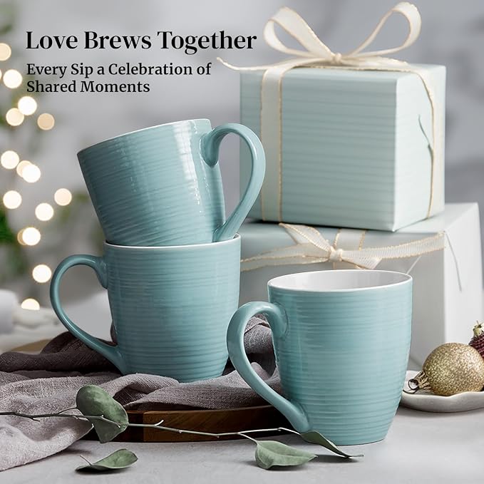 DOWAN Ceramic Coffee Mugs, 17 oz Coffee Cups for Women Men, Coffee Mug Set of 6 for Latte, Hot Tea, Cappuccino, Mocha, Cocoa, Turquoise - Image 8