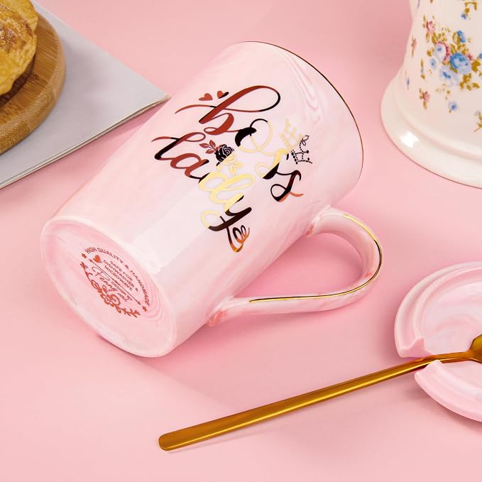 Biching Boss Lady Gifts for Women - Unique Birthday Gift for Women, Friend, Coworkers, Colleagues, Boss Female - Appreciation Mothers Day Gifts - 14Oz Marble Ceramic Coffee Mug Pink | 14Oz Pink Marble Ceramic Coffee Mug Appreciation Christmas Mothers D... - Image 8