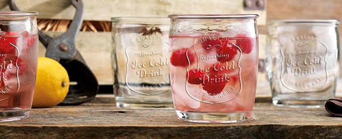 Glaver's Glass Tumblers Premium Drinking Glasses set Of 4 Genuine Artisan-Made Vintage Italian Style-Elegant 13 Oz Clear Tumbler Glassware Set For Cold, Refreshing Drinks, Beverages, Cocktails - Image 5