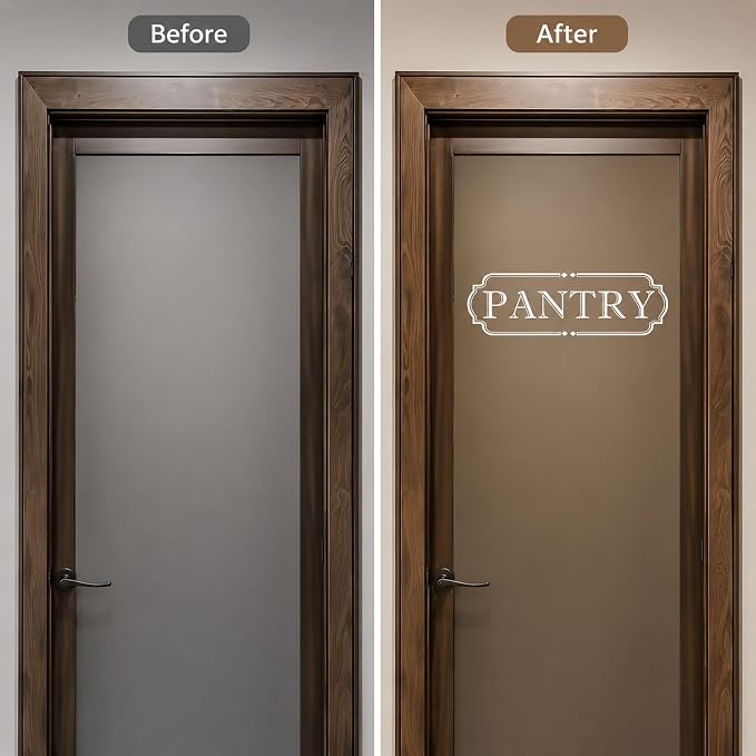 Pantry Door Label Vinyl Decal: 15 X 4.6 Inch White Transfer Design | 1 White Die-Cut Decal For Smooth Pantry Doors With Transfer Tape - Image 8
