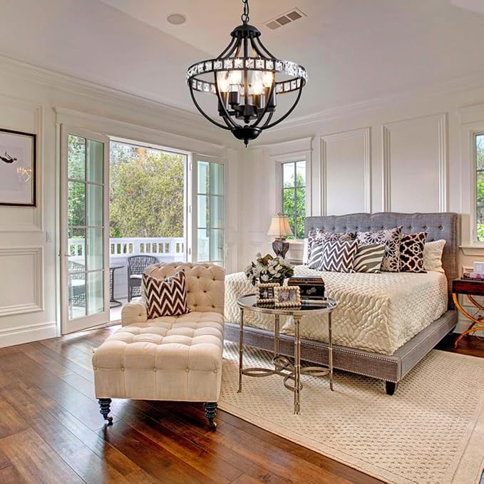 c Chandeliers,Farmhouse Ceiling Chandelier Rustic Vintage Black Pendant Hanging Lighting for Dining Room Living Room Entryway Kitchen Island Bedroom Foyer Lighting(4-Light) - Image 8