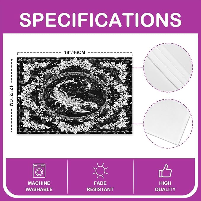 Feelyou Boho Exotic Scorpion Placemats Set of 4 for Girls 18"x12" Sun Moon Scorpio Placemat for Kitchen Dining Table Decor Indoor Outdoorative Bohemian Animals Theme Table Place Mats, Galaxy Floral - Image 4