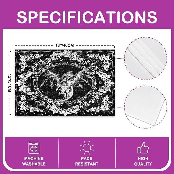 Feelyou Boho Exotic Dragon Placemats Set of 4 for Girls Boys Kids 18"x12" Sun Moon Placemat for Kitchen Dining Table Decor Indoor Outdoorative Bohemian Animals Theme Table Place Mats, Galaxy Floral - Image 4