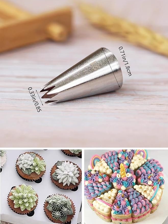 Piping Tip #21, 3-Piece Set β Craft Exquisite Stars, Swirls, and Shells