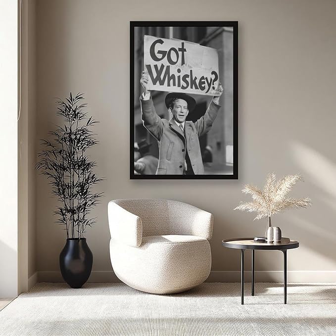 UXCBIA Whiskey Protest, Black And White Alcohol Speakeasy Poster Canvas Poster Bedroom Decor Sports Landscape Office Room Decor Gift Black Frame 12x18in(30x45cm) - Image 8