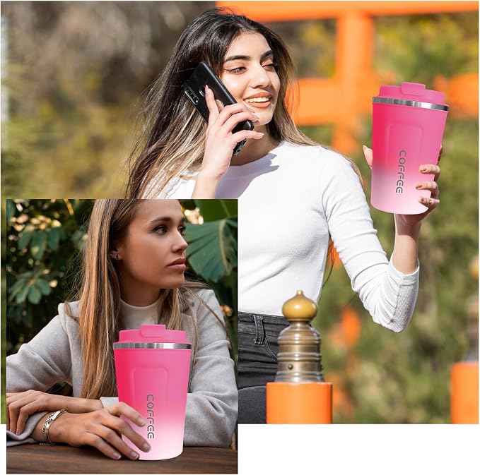 SPLMIFA Travel Coffee Mugs Leak-Proof, Reusable Coffee Cups with Lids, Stainless Steel Vacuum Insulated Coffee Tumblers, Thermal Insulation Cup for Men and Women Hot & Cold Drinks(2nd-Red White, 17OZ) - Image 6