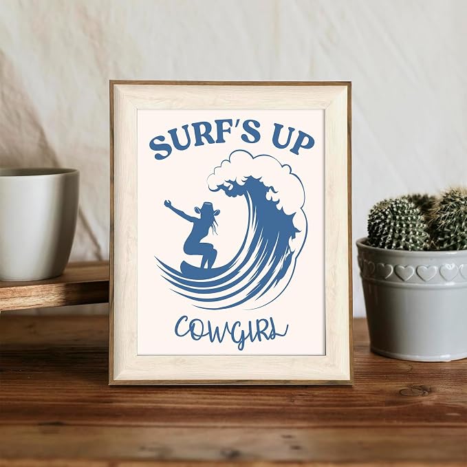 XOCUUI Coastal Cowgirl Wall Art,Coquette Blue Cowgirl Boots Posters,Blue Beachy Cowgirl Room Decor,Preppy Aesthetic Pictures Prints for Teen Girl Dorm Apartment Decoration 8x10 (Unframed) - Image 7
