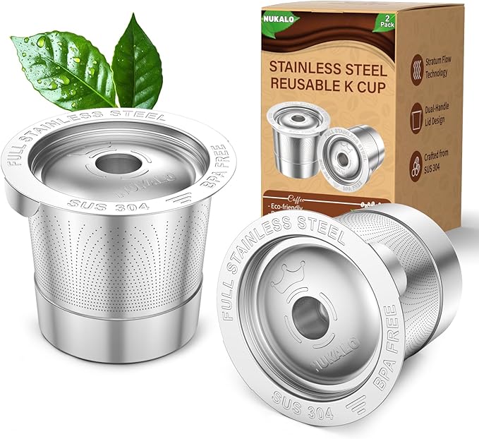 Reusable K Cups for Keurig: Full Stainless Steel Refillable K Cups, Reusable Coffee Filter for Keurig 1.0 Coffee Machines - Eco-Friendly, Easy to Fill and Clean, Lid-Body Tight Seal, Stratum Flow Tech