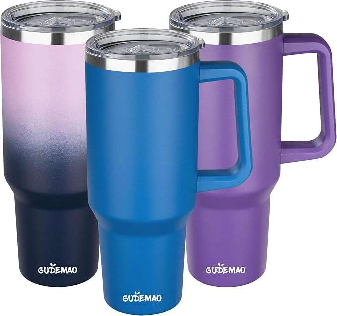 40 oz Insulated Coffee Mug with Ceramic Coating, Stainless Steel Travel Mug Tumbler with Handle Lid and Straw, Double Wall Leak-Proof Coffee Travel Mug Keeps Drink Hot and Cold (Blue) - Image 8