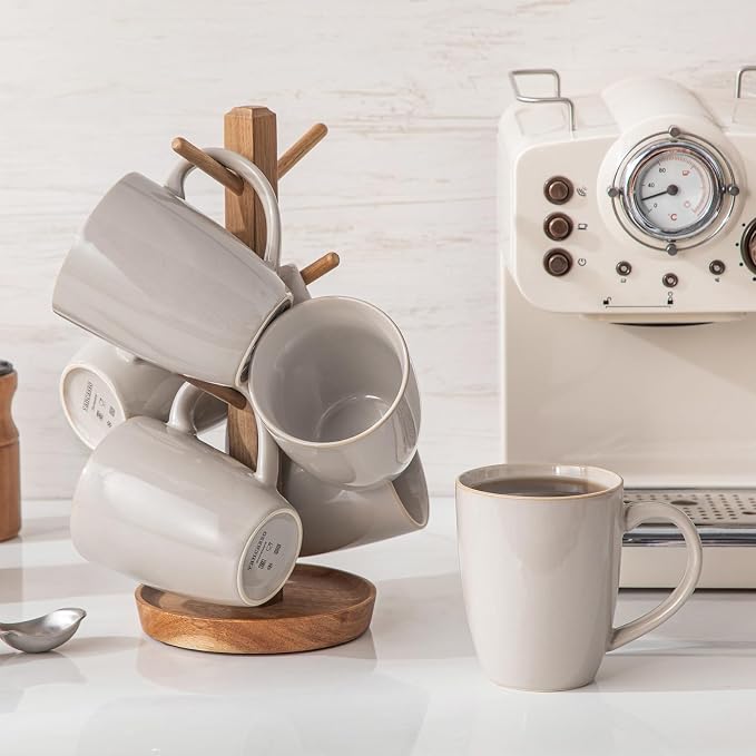 vancasso PLAYA Ceramic Coffee Mug Set of 6, 16 Oz Tea Cups with Handle for Latte, Tea, Cappuccino, Milk, Cocoa, Microwave&Dishwasher Safe, White - Image 7