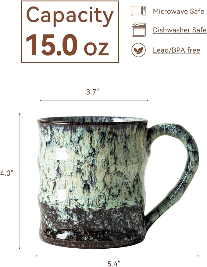 Unique Reactive Glaze Ceramic Coffee Mug - 15 oz Large Coffee Cup M-HY030-43-ZJXLv - Image 9
