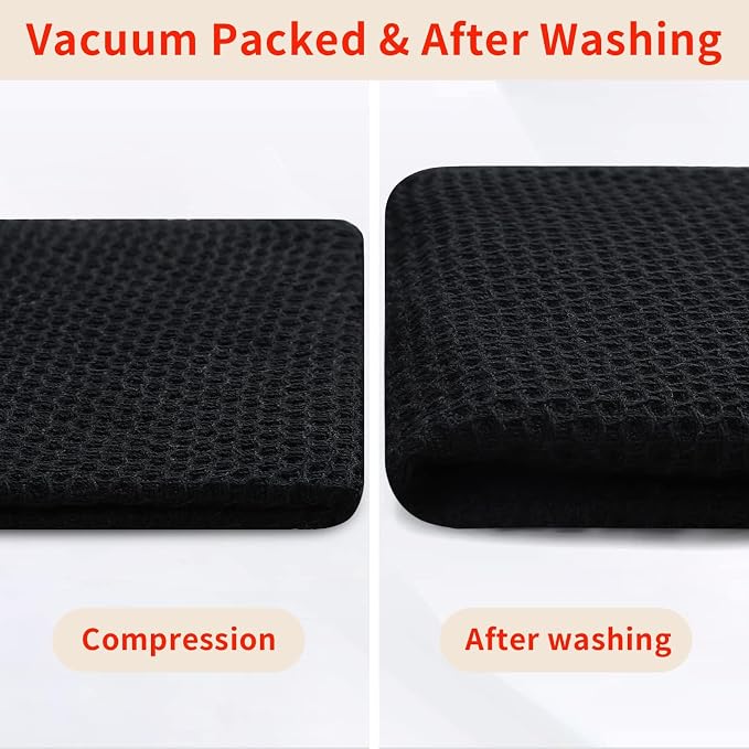 Homaxy 100% Cotton Waffle Weave Kitchen Dish Towels 18-Pack, Black | 13 x 28 Inches, Ultra Soft Absorbent Dish Towels, Quick Drying Cleaning Towels - Image 7