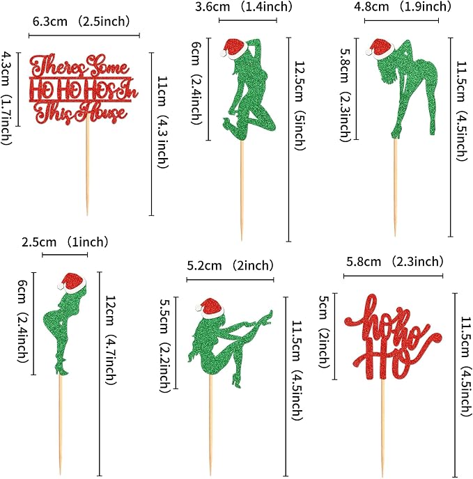 24pcs Christmas Decorations Ho Ho Hos in This House Cupcake Cupcake Toppers Birthday Party Decorations Bachelorette Party Decorations Merry Christmas Theme Party Decoration - Image 6