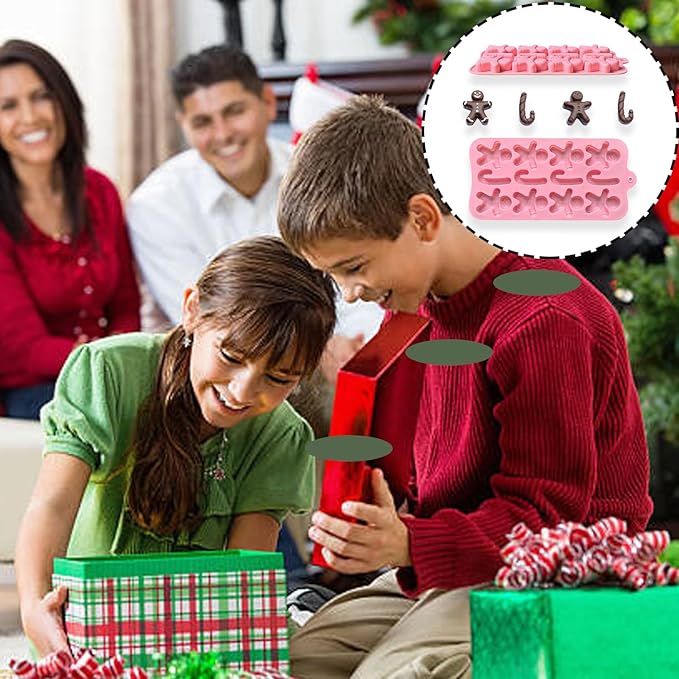 2 Pcs Christmas Silicone Molds for Chocolate, Gingerbread Man and Candy Shape 3D Chocolate Silicone Mold 24-Cavities Candy Moulds for Christmas Day Winter Theme Candy Pudding Jelly Making