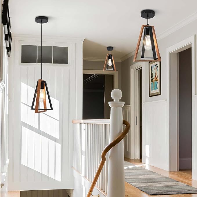 3 Pack Small Farmhouse Pendant Lights Kitchen Island Industrial Metal Pendant Light Fixture Black Hanging Light Fixture Vintage Pendant Light Fixtures for Dining Room Living Room - Image 9