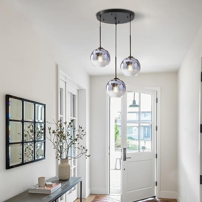 KCO Lighting 3 Pendant Light Fixtures Ceiling Hanging Large Glass Cluster Chandelier Nordic Mercury Glass Pendant Light Modern Cluster Pendant Light Fixture - Image 7
