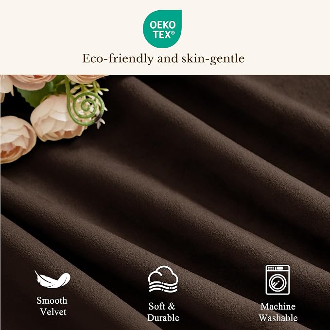 Brown Valance for Windows 52x18 Inch 1 Panel | Solid Velvet Wavy Kitchen Curtains for Small Window, Autumn Traditional Home Decor Window Treatment for Living Room - Image 8