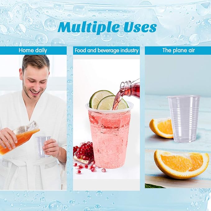 300 Pack 5 OZ Clear Plastic Cups,Disposable Mouthwash Cups,5 Ounce Cold Party Drinking Tumblers Ideal for Whiskey, Drinking Tasting, Food Samples