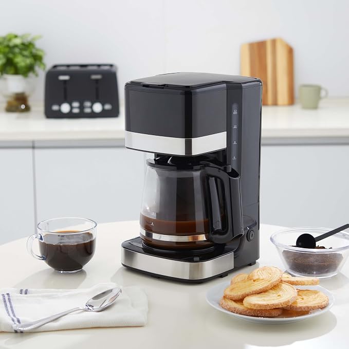 Amazon Basics 12 Cup Drip Coffee Maker with Glass Carafe (1.9 Qt), Auto Shut-off, Auto Pause, Removable Filter Basket, Black & Silver - Image 7