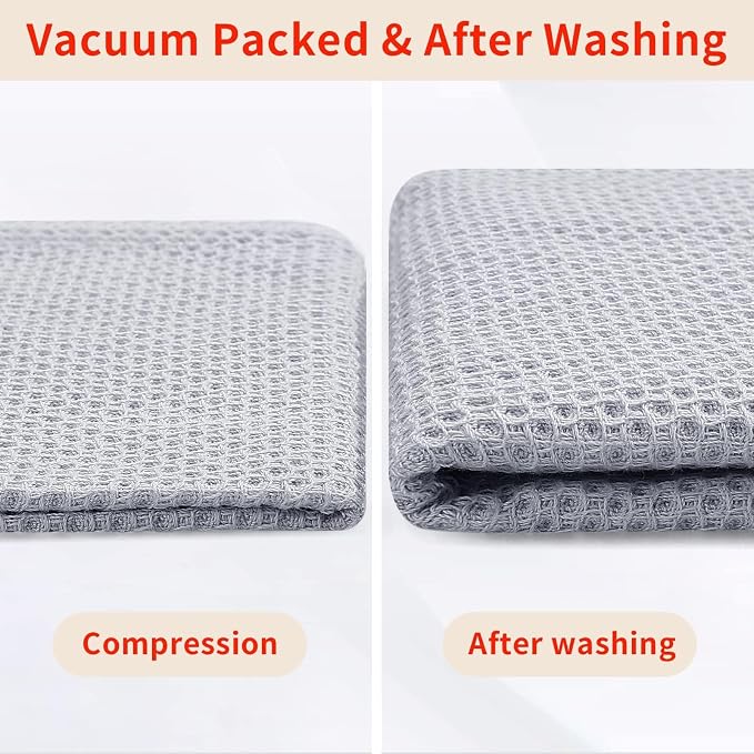 Homaxy 100% Cotton Waffle Weave Kitchen Dish Towels 24-Pack, Light Gray | 13 x 28 Inches, Ultra Soft Absorbent Dish Towels, Quick Drying Cleaning Towels - Image 7