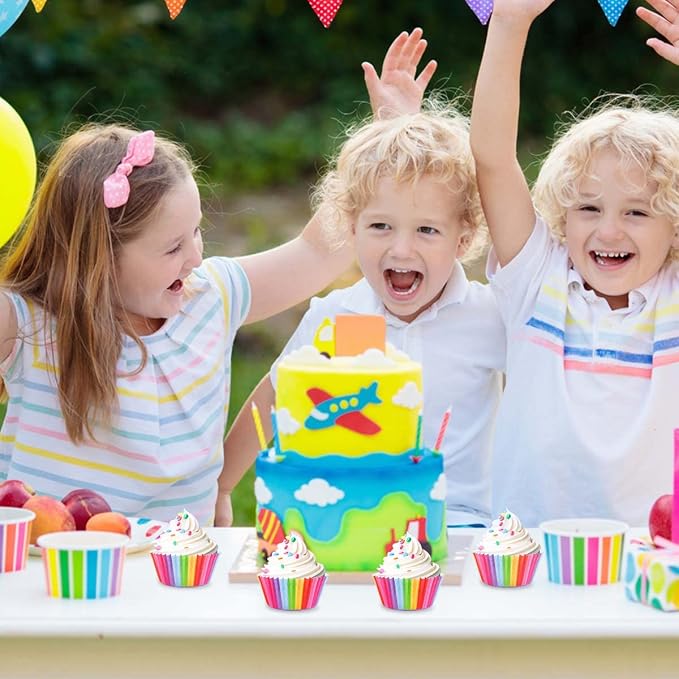 100 Pack Rainbow Cupcake Liners - Standard Size, Greaseproof Paper Muffin Liners for Birthday Party, Wedding Cake, Colorful Cupcake Wrappers - Image 7
