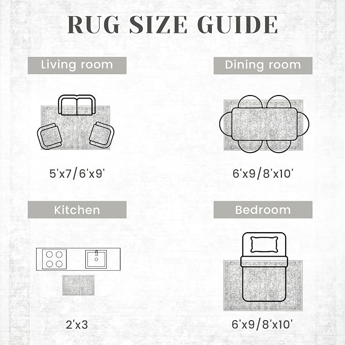2x8 Hallway Runner Rug: Washable Vintage Floral Entryway Rugs Low Pile Non-Slip Boho Carpet for Kitchen, Bedroom, Bathroom, Dining Room (Grey, 2'x8') - Image 8