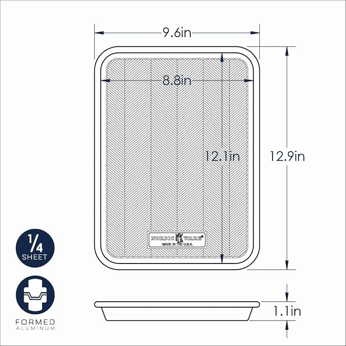 Prism Textured Aluminum Quarter Sheet Baking Pan, Heavy Duty Oven Safe Cookie Tray, Rust Resistant Easy Clean Bakeware for Baking Cookies, Pastries & Roasting - Image 5