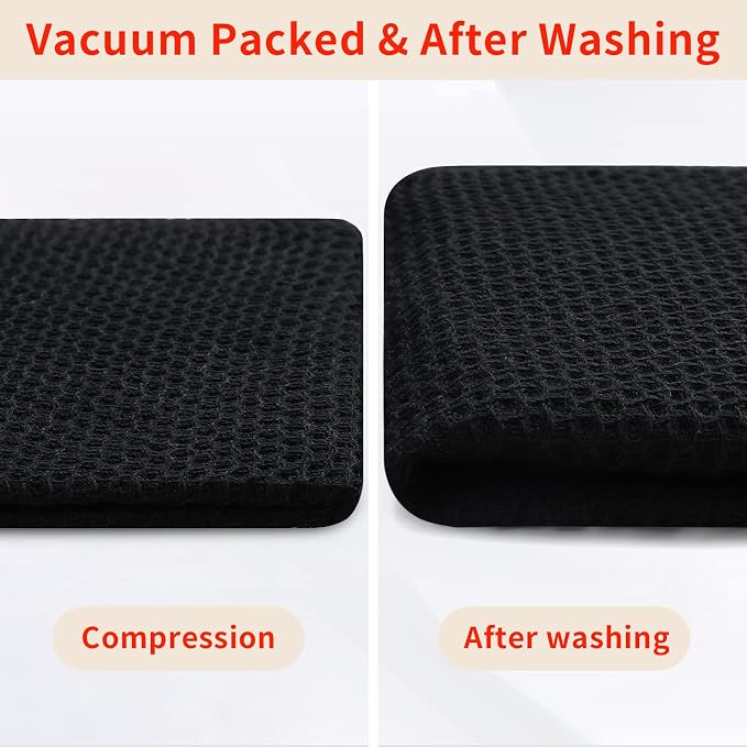 Homaxy 100% Cotton Waffle Weave Kitchen Dish Towels 8-Pack, Black | 13 x 28 Inches, Ultra Soft Absorbent Dish Towels, Quick Drying Cleaning Towels - Image 7