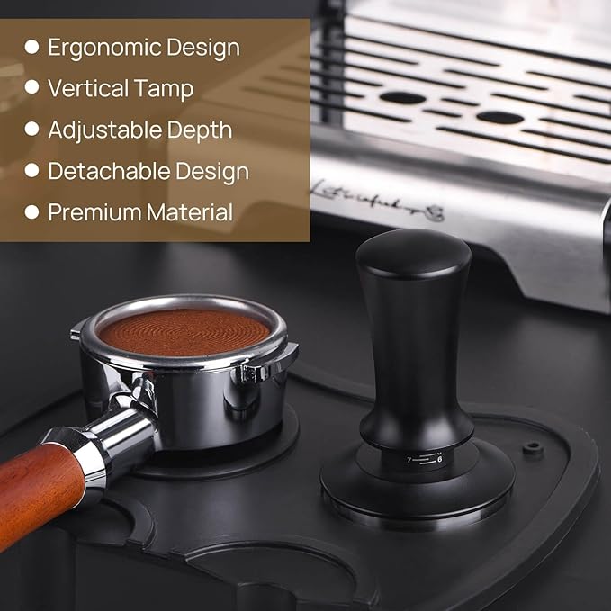 58mm Espresso Tamper, Coffee Tamper for Espresso Machine, Espresso Tamp with Spring Loaded Tamper, Depth-adjustable Espresso Hand Tampers 58mm
