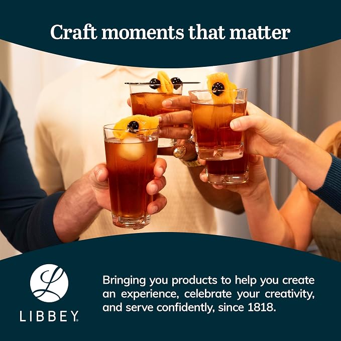 Libbey Monterrey Everyday Drinking Glasses Set of 8, Geometric Shape DOF and Glass Tumbler Set, All Purpose Kitchen Glassware Set for Water Cocktails - Image 7