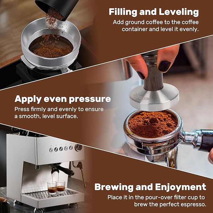 Espresso Coffee Tamper 51/53mm Handheld Coffee Tamper Barista-Grade Espresso Machine Measuring Funnel, Tamper Mat, and Stainless Steel Base Accessories For compacting coffee grounds (51mm)