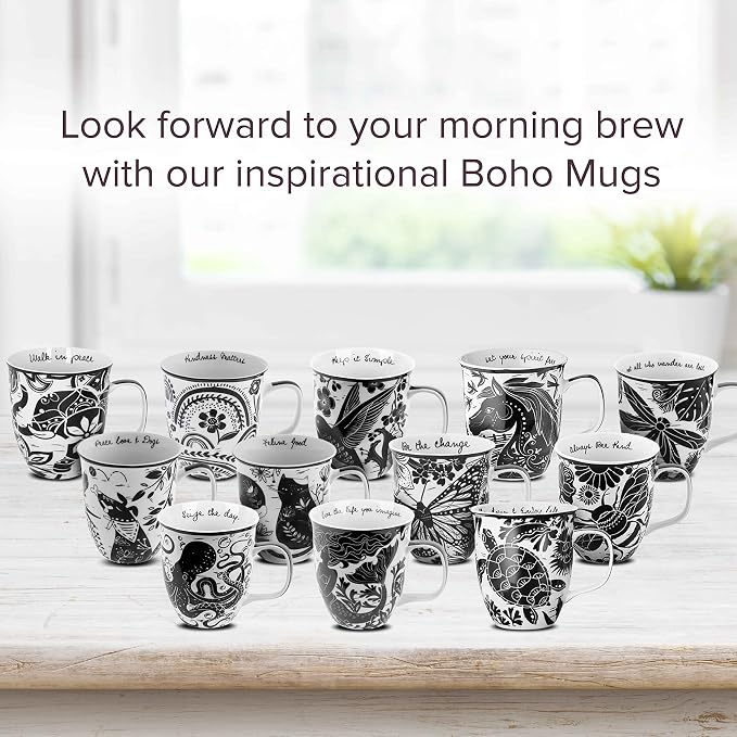 Karma Gifts 14 oz Black and White Boho Mug Bee - Cute Coffee and Tea Mug - Ceramic Coffee Mugs for Women and Men - Image 7